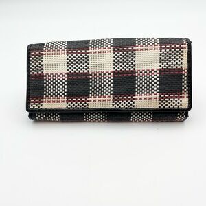 Stylish Black and White Checkered Women's Straw Wallet